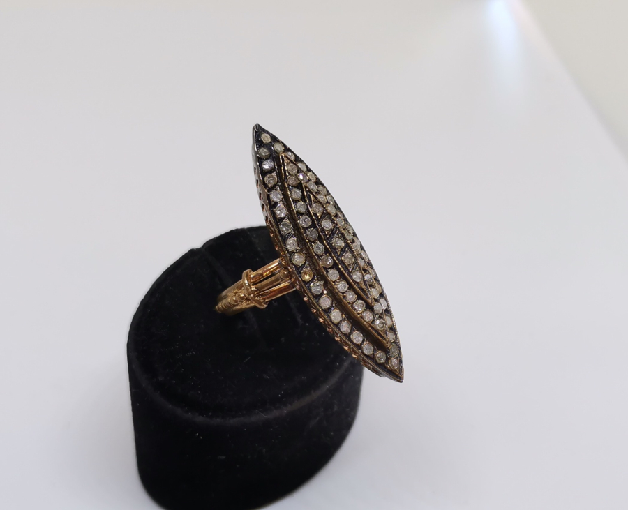 ELMAS TAŞLI BÜYÜK BOY ÖZEL YAPIM  MEKİK YÜZÜK