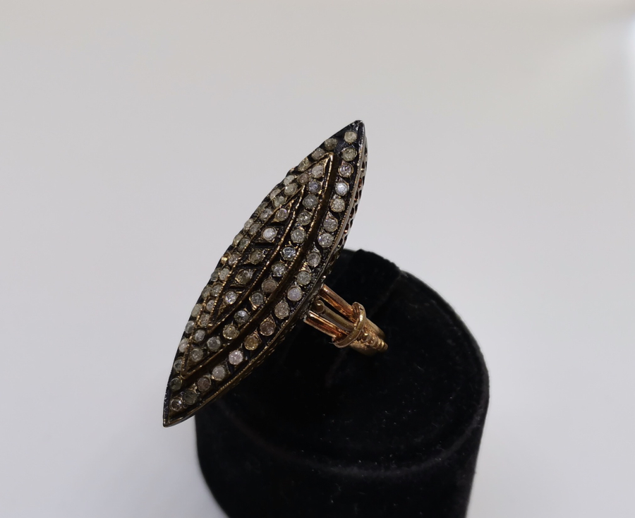 ELMAS TAŞLI BÜYÜK BOY ÖZEL YAPIM  MEKİK YÜZÜK