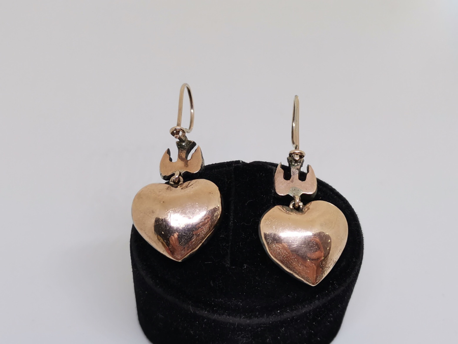 ELMAS TAŞLI ÖZEL YAPIM ANTİKA ALTIN KÜPE