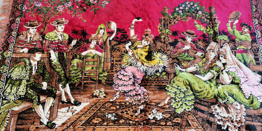 KAHVECİ GÜZELİ GÖRSELLİ ANTİKA DUVAR HALISI