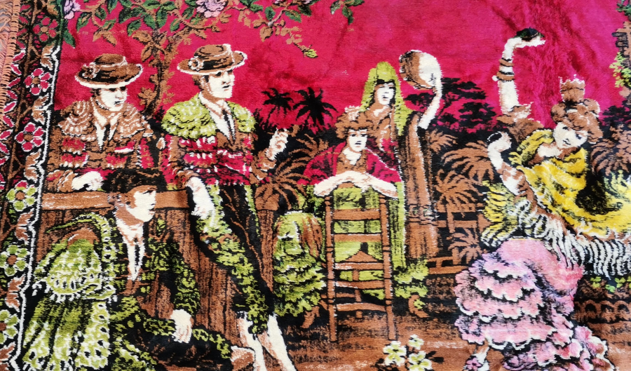 KAHVECİ GÜZELİ GÖRSELLİ ANTİKA DUVAR HALISI