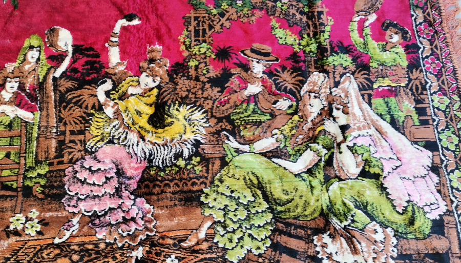 KAHVECİ GÜZELİ GÖRSELLİ ANTİKA DUVAR HALISI