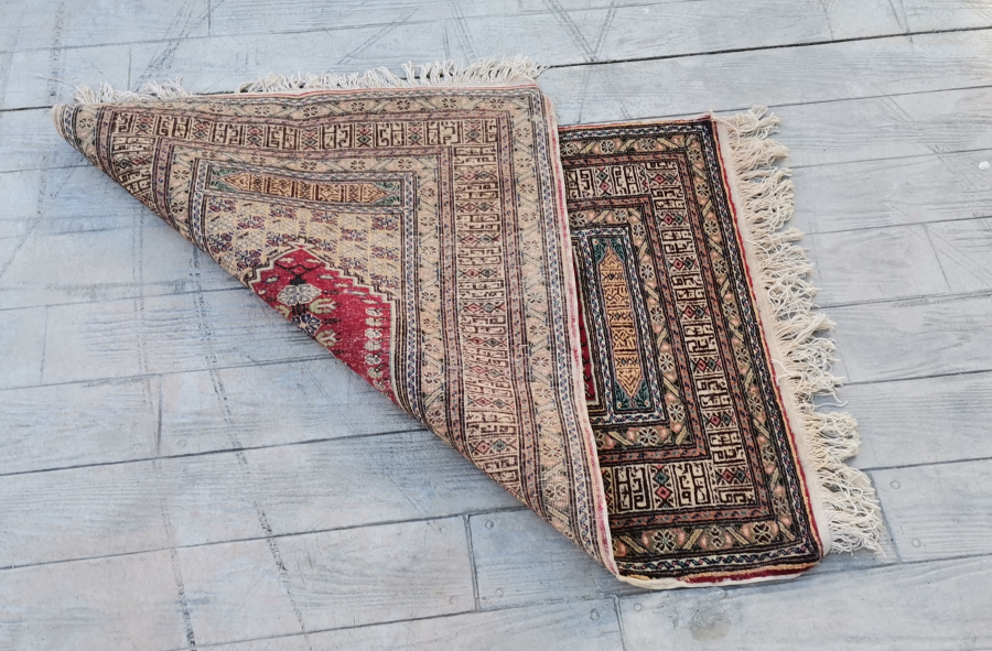 OSMANLI DÖNEMİ EL DOKUMA KUFİ YAZILI KAYSERİ SECCADE