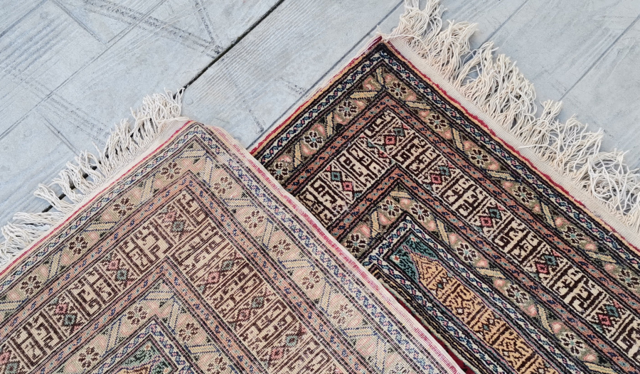 OSMANLI DÖNEMİ EL DOKUMA KUFİ YAZILI KAYSERİ SECCADE