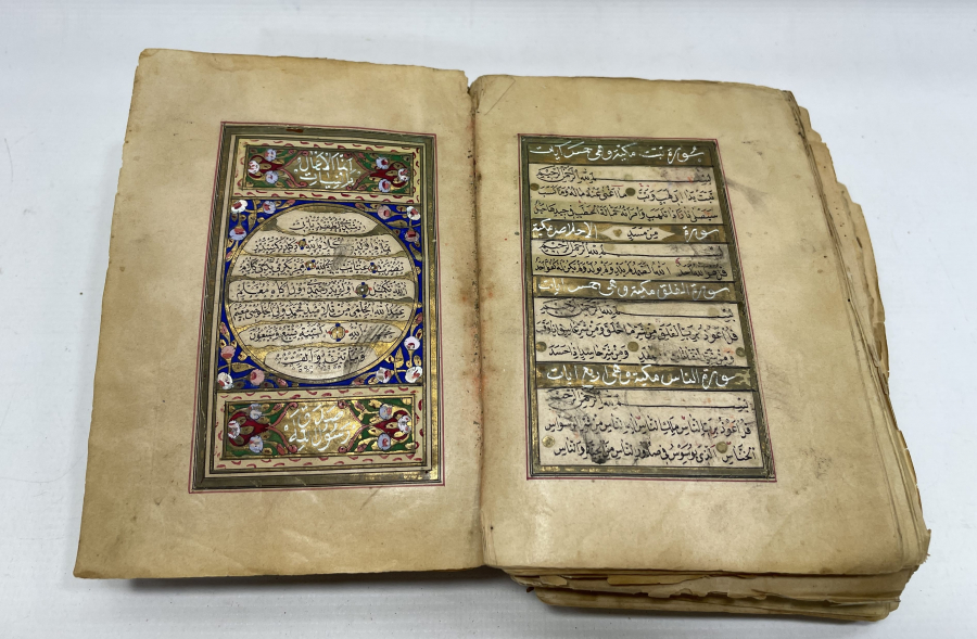 OSMANLI DÖNEMİ EL YAZMA ÇOK NADİR TEZHİPLİ KETEBELİ VE TARİHLİ KUR'AN -I KERİM