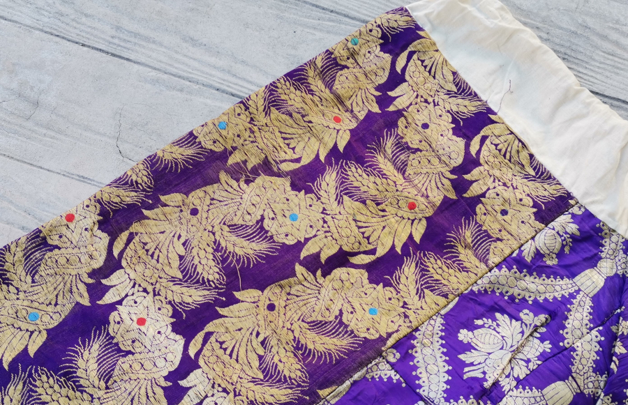 OSMANLI DÖNEMİ HEREKE İŞİ İPEK ÜZERİ GÜMÜŞ SIRMALI GELİN ŞALVARI