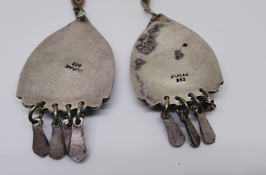 TURKUAZ TAŞLI ÖZEL YAPIM ANTİKA GÜMÜŞ KÜPE