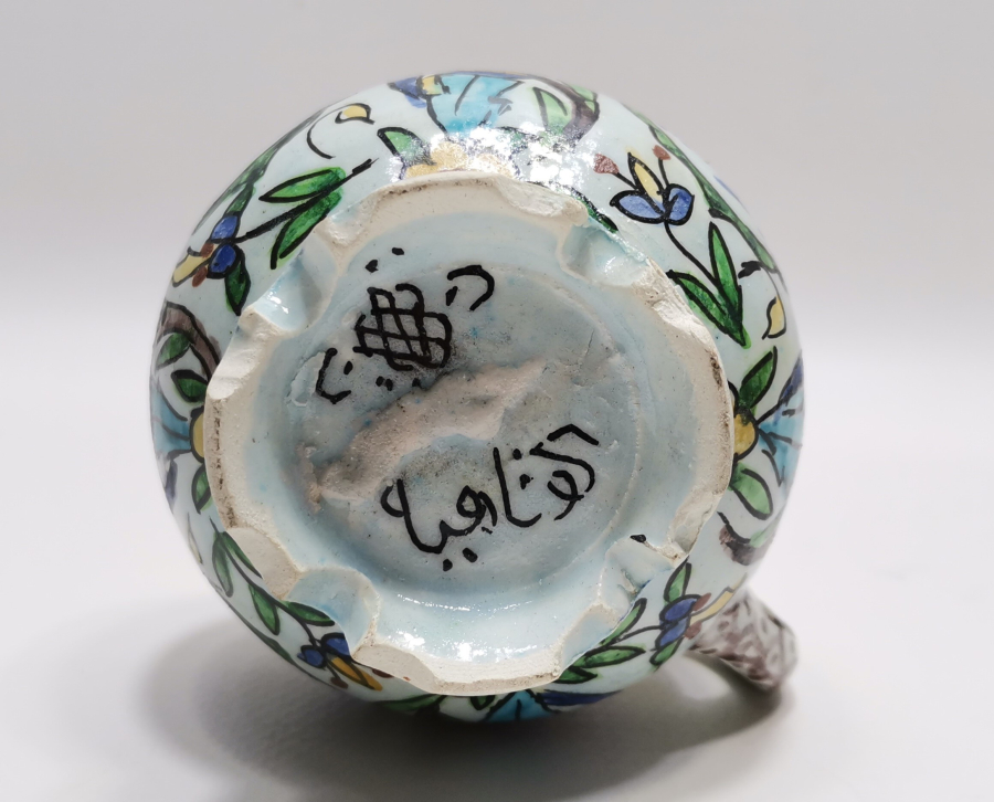 ÜZERİ OSMANLICA YAZILI KÜTAHYA İŞİ ANTİKA GAZ LAMBASI - GERDEK LAMBASI