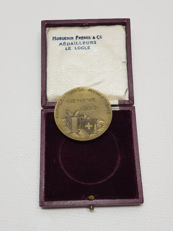 1922 TARİHLİ ORJİNAL KUTUSUNDA FRANSA-İSVİÇRE CENEVE ATLETİZM MADALYASI 