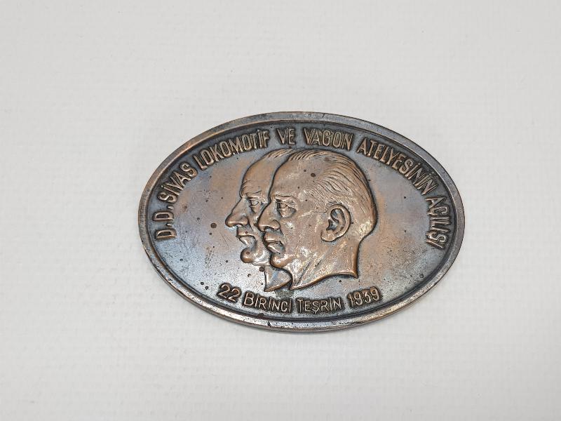 T.C.D.D. 1939 SİVAS LOKOMOTİF VE VAGON ATELYESİNİN AÇILIŞI ANISINA BASILMIŞ NADİR MADALYA