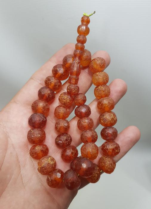 OSMANLI DÖNEMİ ÇOK NADİR FASETA KESİM DAMLA KEHRİBAR TESPİH