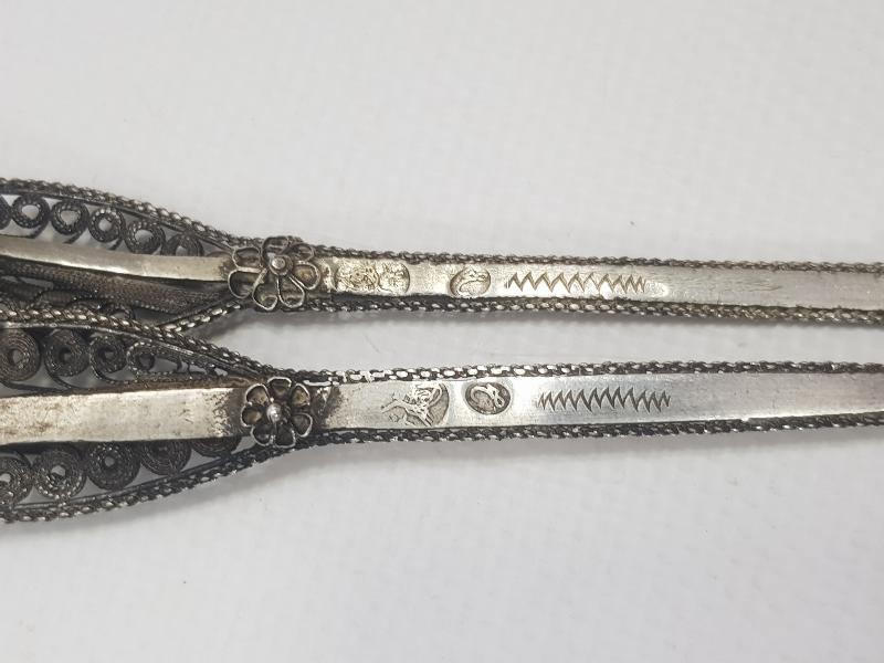 OSMANLI DÖNEMİ İZMİR İŞİ TUĞRALI, SAH DAMGALI GÜMÜŞ ÇATAL KAŞIK