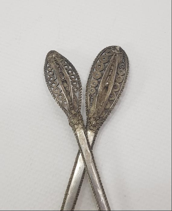 OSMANLI DÖNEMİ İZMİR İŞİ TUĞRALI, SAH DAMGALI GÜMÜŞ ÇATAL KAŞIK