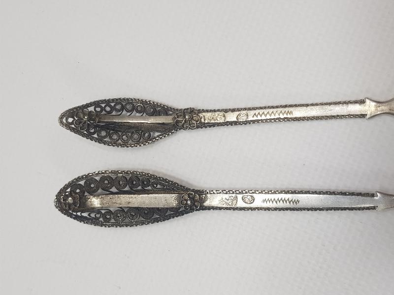 OSMANLI DÖNEMİ İZMİR İŞİ TUĞRALI, SAH DAMGALI GÜMÜŞ ÇATAL KAŞIK