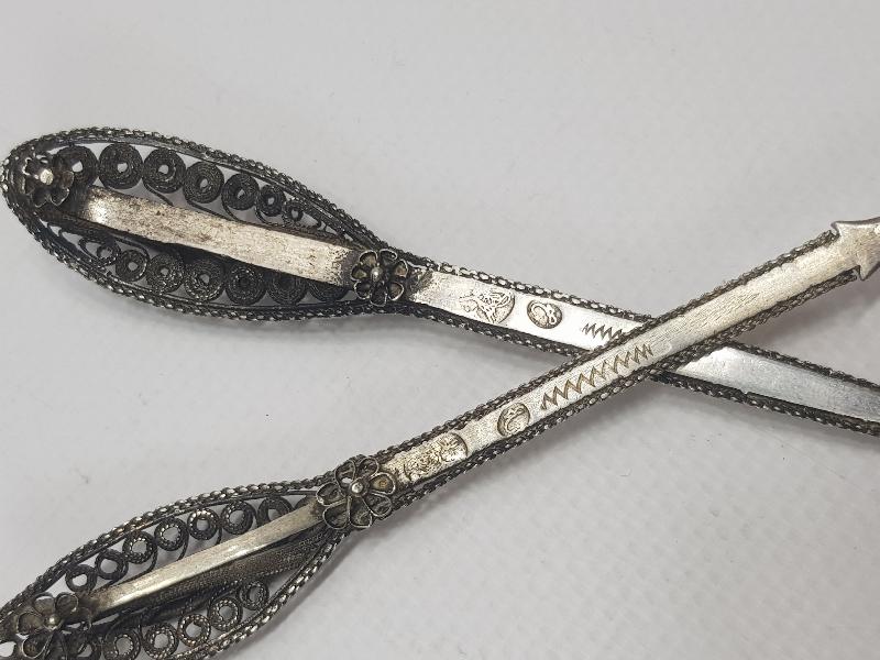 OSMANLI DÖNEMİ İZMİR İŞİ TUĞRALI, SAH DAMGALI GÜMÜŞ ÇATAL KAŞIK