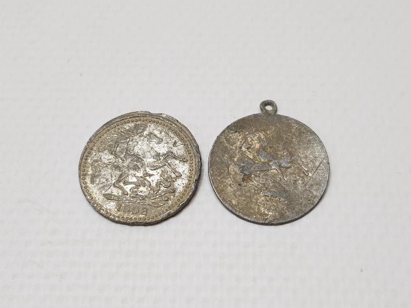 1908 TARİHLİ HIRİSTİYAN İŞİ İKİ ADET MADALYON