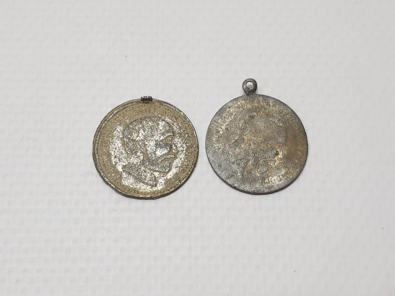 1908 TARİHLİ HIRİSTİYAN İŞİ İKİ ADET MADALYON