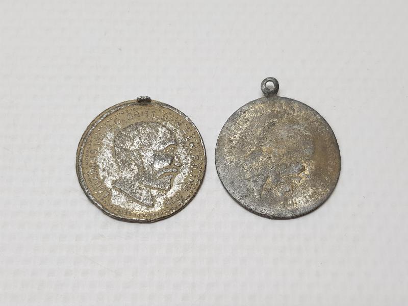 1908 TARİHLİ HIRİSTİYAN İŞİ İKİ ADET MADALYON