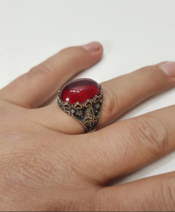 AKİK TAŞLI VE OSMANLI TUĞRALI GÜMÜŞ ERKEK YÜZÜĞÜ