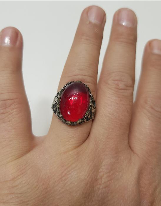 AKİK TAŞLI VE OSMANLI TUĞRALI GÜMÜŞ ERKEK YÜZÜĞÜ