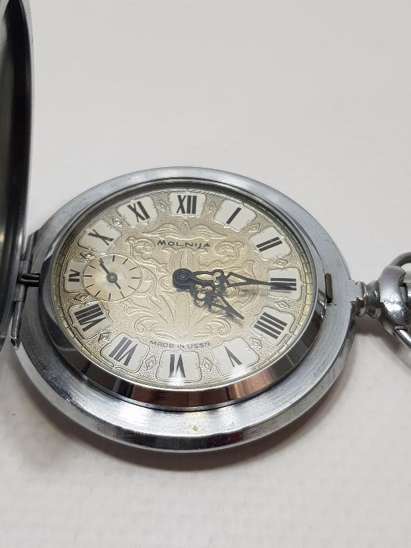 ANTİKA RUS YAPIMI GRAVÜRLÜ MOLNİA CEP SAATİ
