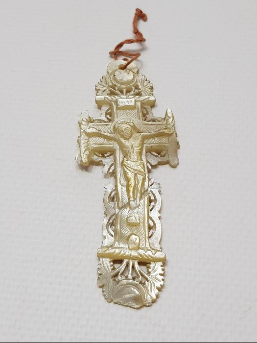 OSMANLI DÖNEMİ RUM İŞİ SEDEF HAÇ KOLYE UCU