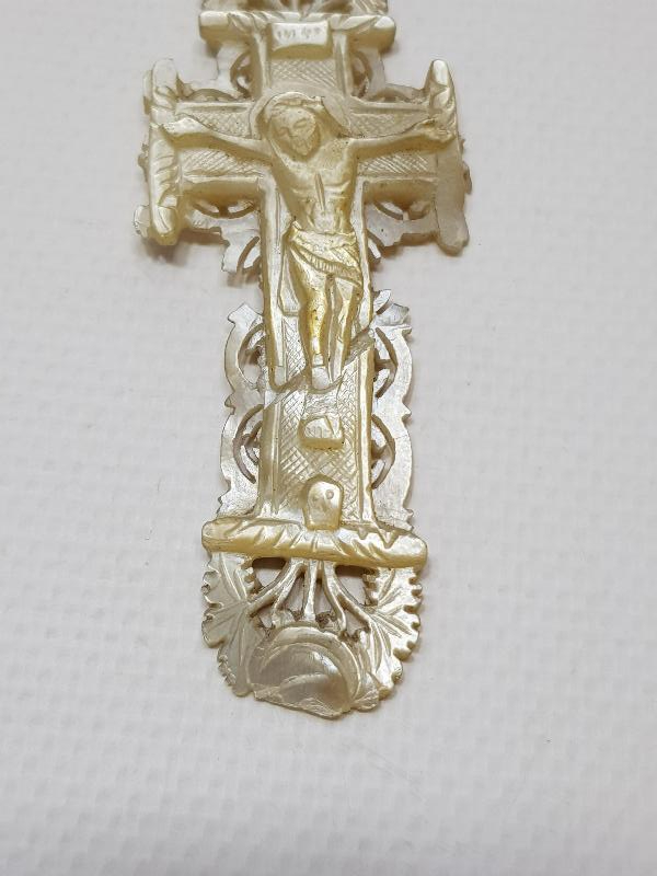 OSMANLI DÖNEMİ RUM İŞİ SEDEF HAÇ KOLYE UCU