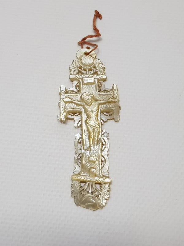 OSMANLI DÖNEMİ RUM İŞİ SEDEF HAÇ KOLYE UCU