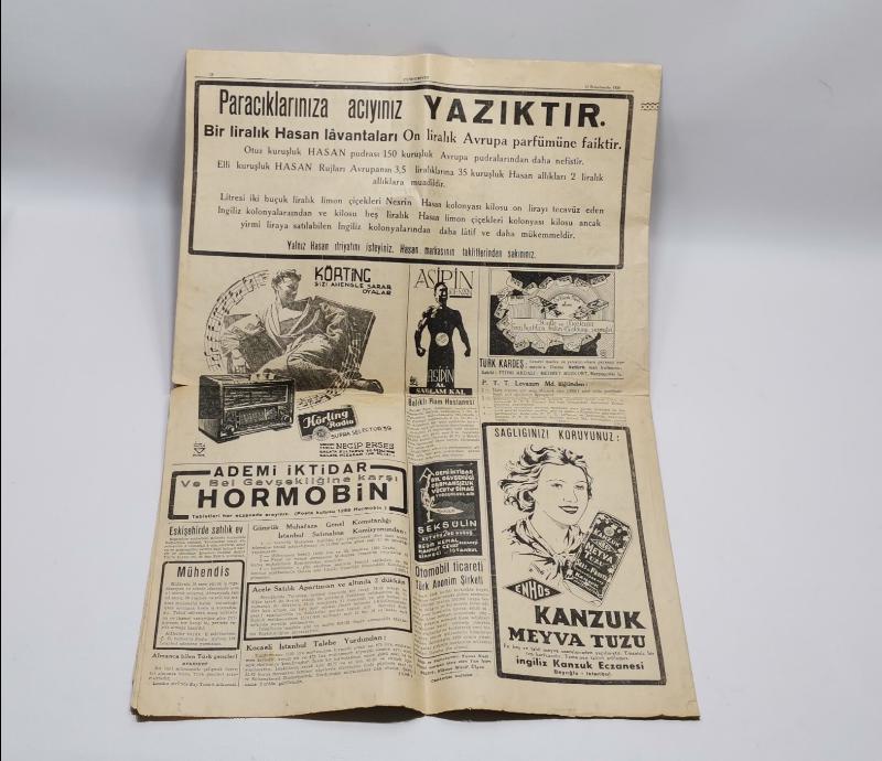 12 KASIM 1938 CUMHURİYET GAZETESİ - ATATÜRK'ÜN VEFAT HABERLERİ  