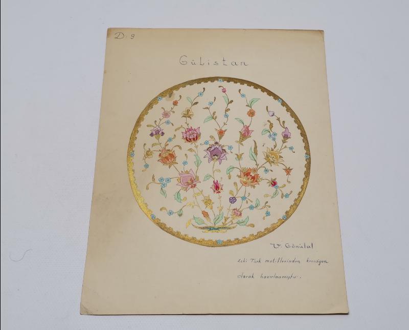 EL ÇİZİMİ GÜLİSTAN ÇİNİ MOTİFİ