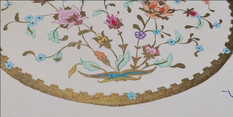 EL ÇİZİMİ GÜLİSTAN ÇİNİ MOTİFİ