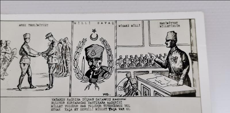 ETHEM RUHİ İZMİR MİLLİ SAVAŞ VE MİSAKI MİLLİ KONULU KARTPOSTAL