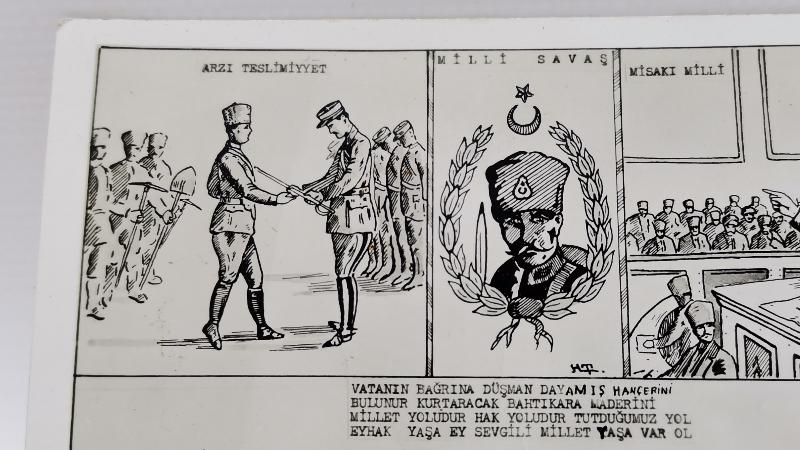 ETHEM RUHİ İZMİR MİLLİ SAVAŞ VE MİSAKI MİLLİ KONULU KARTPOSTAL