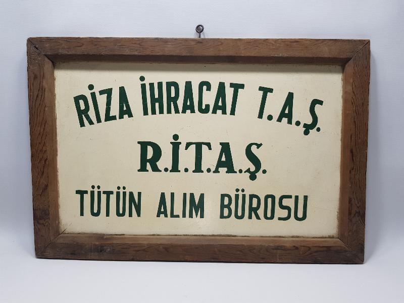 ANTİKA TABELA: RİZA İHRACAT T.A.Ş. RİTAŞ TÜTÜN ALIM BÜROSU