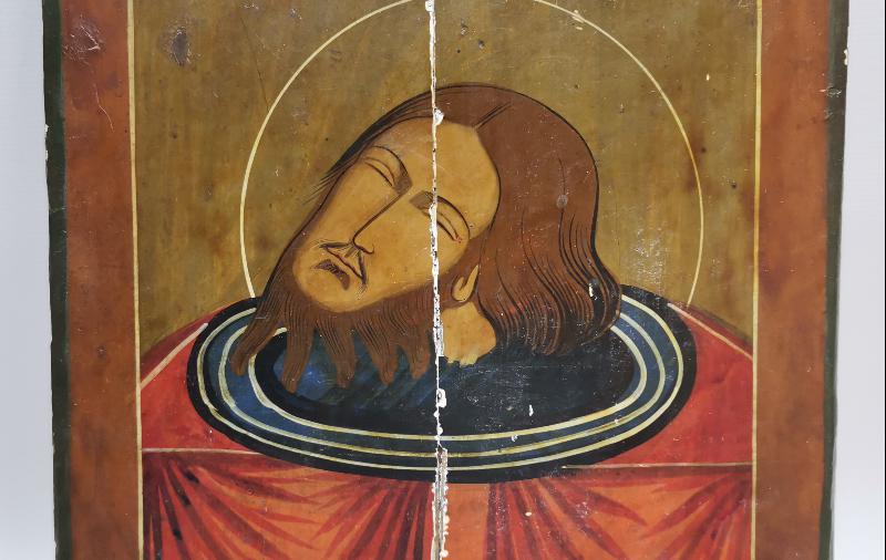 OSMANLI DÖNEMİ RUM İŞİ ÇOK FARKLI FORMDA EL BOYAMA İKONA