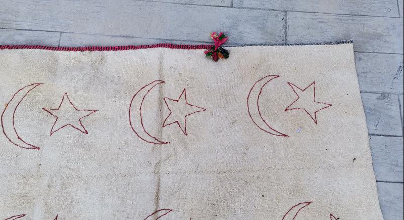 OSMANLICA HOŞ GELDİNİZ ÇADIRIMIZA YAZILI AY YILDIZ İŞLEMELİ ÇADIR TAKI