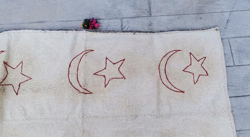 OSMANLICA HOŞ GELDİNİZ ÇADIRIMIZA YAZILI AY YILDIZ İŞLEMELİ ÇADIR TAKI