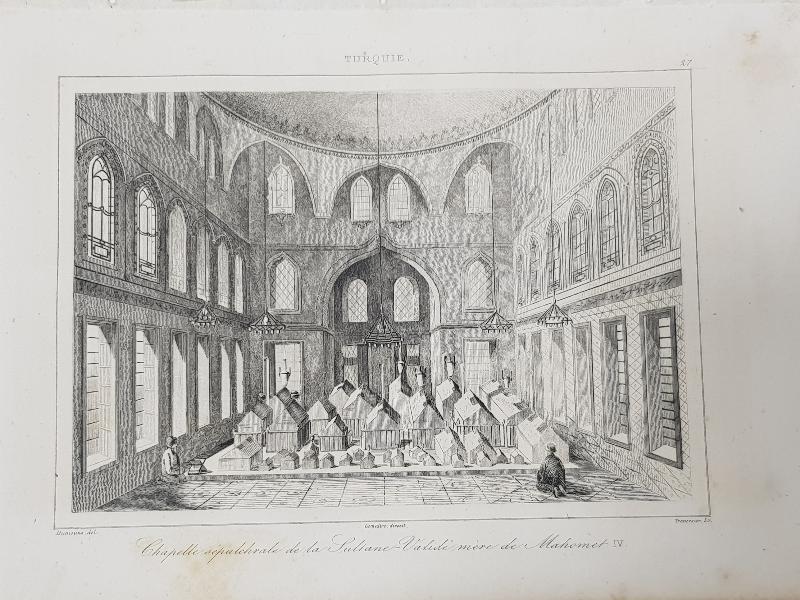 1840'LARDAN GRAVÜR: İSTANBUL VALİDE SULTAN CAMİ VE 5. MEHMET TÜRBESİ