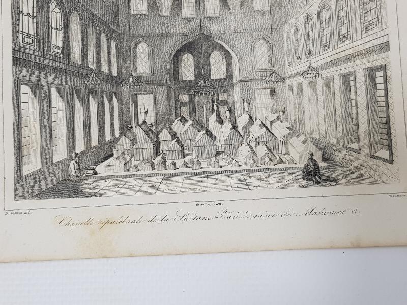 1840'LARDAN GRAVÜR: İSTANBUL VALİDE SULTAN CAMİ VE 5. MEHMET TÜRBESİ