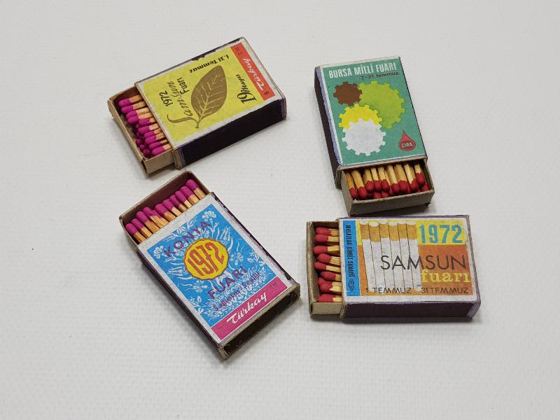 1972 BURSA, SAMSUN, KONYA ŞEHİR FUARLARI KONULU 4 ADET KİBRİT KUTUSU