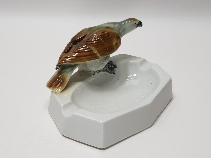 CARL SCHEİDİG KUŞ APLİKLİ PORSELEN KÜL TABLASI