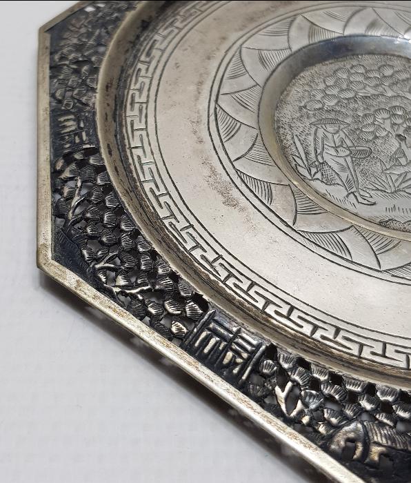 ESKİ JAPON İŞİ GÜMÜŞ & PORSELEN SAKE FİNCANI