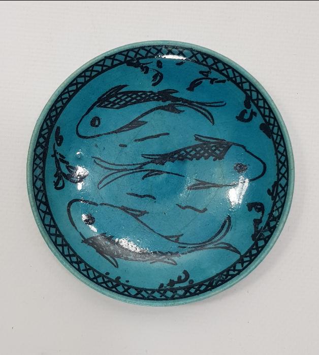 OSMANLI DÖNEMİ İRAN USTA İŞİ BALIKLI SERAMİK TABAK