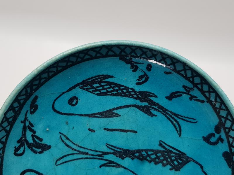 OSMANLI DÖNEMİ İRAN USTA İŞİ BALIKLI SERAMİK TABAK