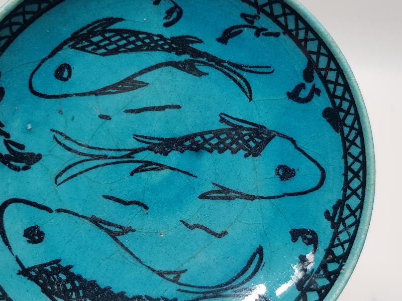 OSMANLI DÖNEMİ İRAN USTA İŞİ BALIKLI SERAMİK TABAK