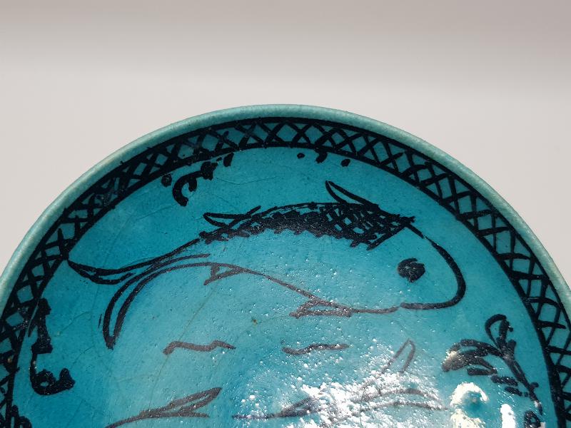 OSMANLI DÖNEMİ İRAN USTA İŞİ BALIKLI SERAMİK TABAK
