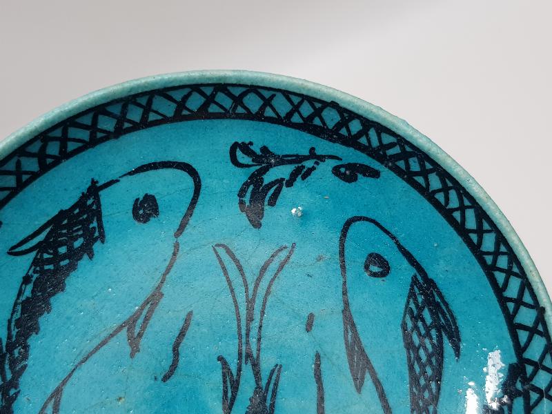 OSMANLI DÖNEMİ İRAN USTA İŞİ BALIKLI SERAMİK TABAK