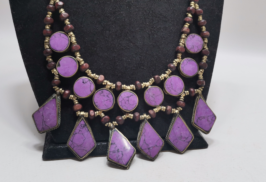 TURKUAZ TAŞLI TÜRKMEN İŞİ ANTİKA GERDANLIK