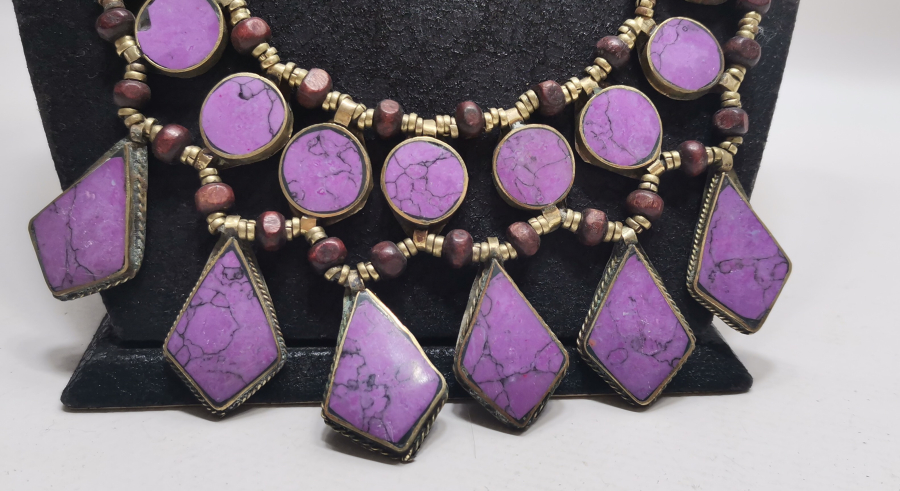 TURKUAZ TAŞLI TÜRKMEN İŞİ ANTİKA GERDANLIK