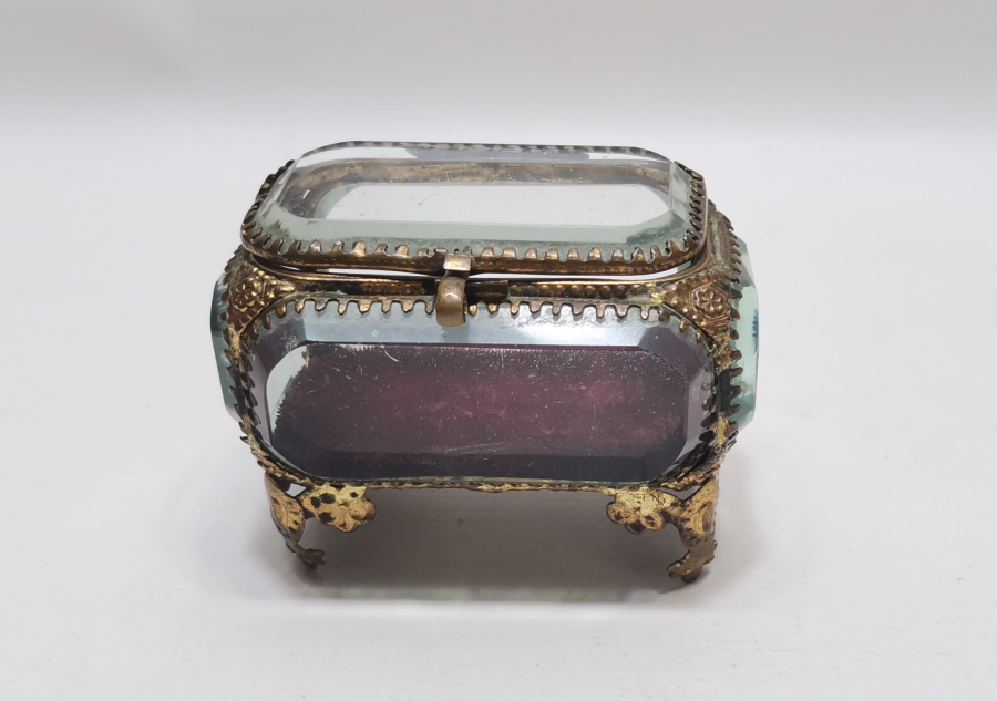 KRİSTAL CAMLI ANTİKA FRANSIZ TEŞHİR KUTUSU